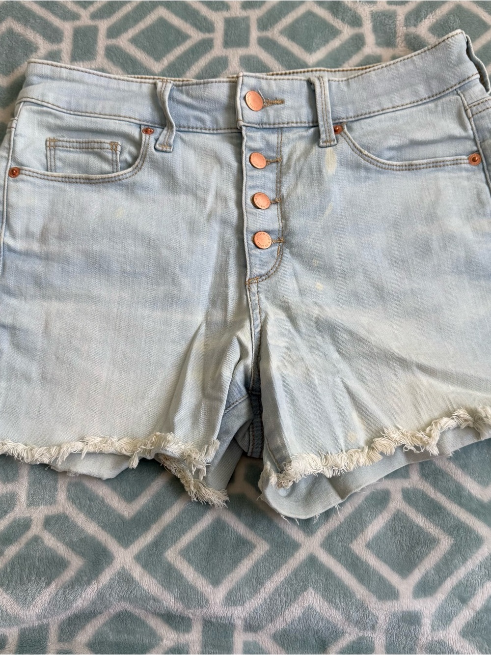 Universal Thread Light Blue Button-Fly Denim Shorts